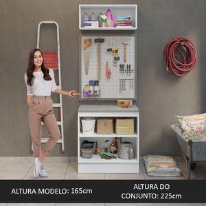Kit Balcão E Armário Aéreo 80cm Branco/Crema