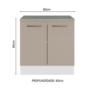 Balcão Multiuso 80cm 2 Portas Branco/crema Madesa