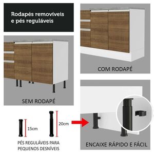 Balcão Gabinete Com Pia 150cm 2 Portas 2 Gavetas Branco