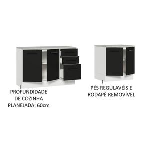 Kit 2 Balcões Multiuso 4 Portas 3 Gavetas Branco