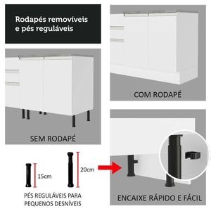 Armário De Cozinha Compacta Com Pia 150cm Branco