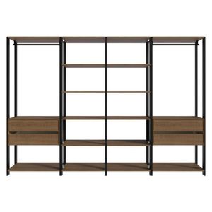 Estante Multiuso 4 Gavetas 258cm Rustic/Preto