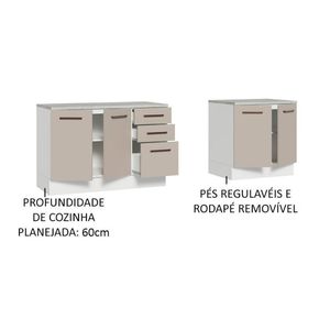 Kit 2 Balcões Multiuso 4 Portas 3 Gavetas Branco