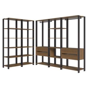 Guarda-roupa Closet Modulado 4 Gavetas 417cm Rustic/preto