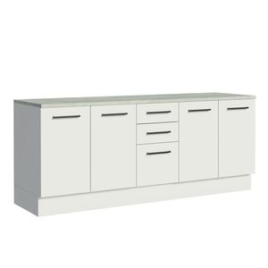 Kit 2 Balcões Multiuso 4 Portas 3 Gavetas Branco