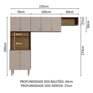 Kit Área Serviço Lavanderia 235cm Rustic/Crema Gourmet