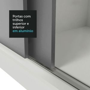 Guarda-roupa Solteiro 2 Portas Correr 4 Gavetas Branco/Cinza