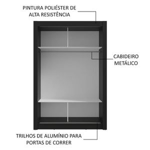 Guarda-Roupa Solteiro 2 Portas Correr Com Espelhos