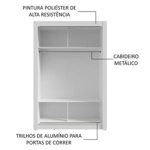 Guarda-roupa Solteiro 2 Portas Correr Espelho Branco/preto