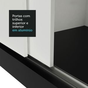 Guarda-Roupa Solteiro 2 Portas Correr Preto/Branco