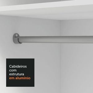 Guarda-roupa Solteiro 2 Portas Correr Espelhos 4 Gav Branco