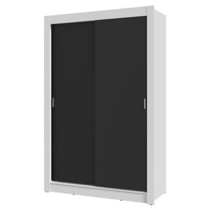 Guarda-roupa Solteiro 2 Portas Correr 4 Gavetas Branco/Preto