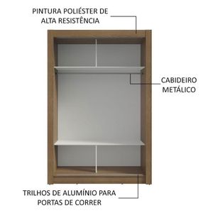 Guarda-Roupa Solteiro 2 Portas Correr Rustic/Cinza