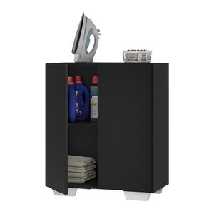 Armário Lavanderia Com 2 Portas Multimóveis Preto/branco