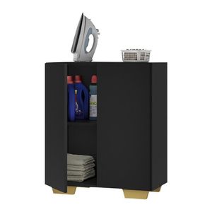 Armário Lavanderia Com 2 Portas Multimóveis Preto/natural