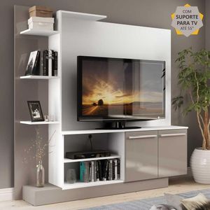 Estante Com Suporte Para Tv Até 55´´Fg3069 Branca/lacca Fumê