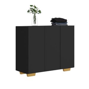 Armário Lavanderia Com 3 Portas 90 Cm Mp5034 Preto/Natural