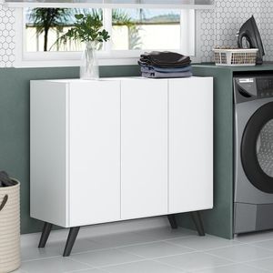 Armário Lavanderia 90cm Mp5033 Branco/Preto