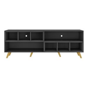 Rack Para Tv 75" Retrô Com Nichos Jazz Preto Natural