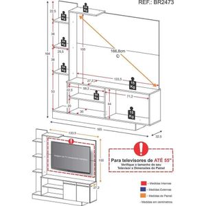 Estante+Painel Tv 55" E França Br2473 Duna/Preto