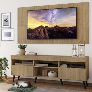 Rack Com Painel E Suporte Tv 65" Retrô Multimóveis V3347
