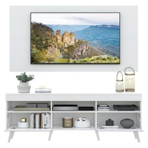 Rack Com Painel Tv 65" Retrô Com Espelho Multimóveis V3342