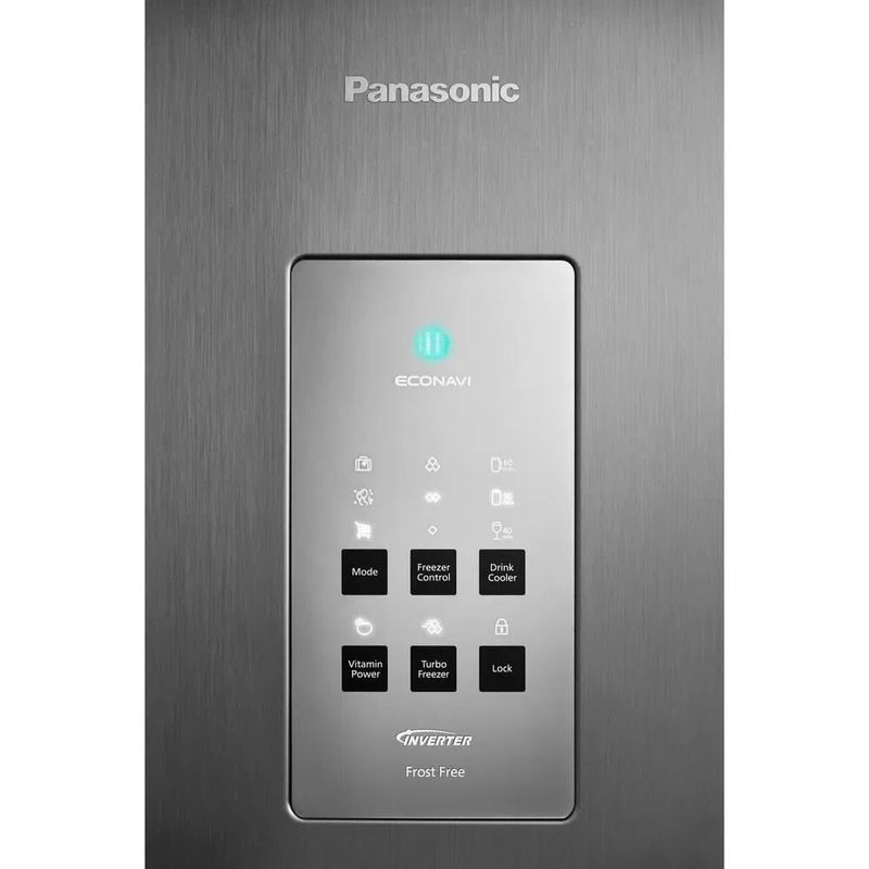 Painel Geladeira Panasonic A+++ Frost Free 425L Aço Escovado NR-BB53PV3X