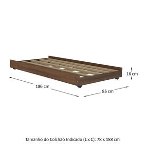 Cama Auxiliar Solteiro p/ Colchão 78 X 188cm Multimóveis Cr35091 Imbuia