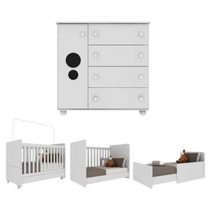 Quarto Infantil Com Berço Cômoda Pimpolho Multimóveis Branco