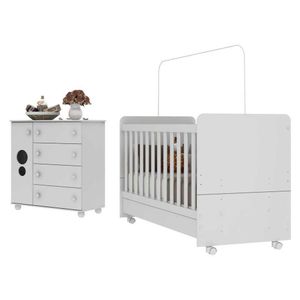 Quarto Infantil Com Berço Cômoda Pimpolho Multimóveis Branco