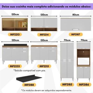 Cozinha Completa Modulada 7 Pçs c/ Armário Balcão Pia Paris