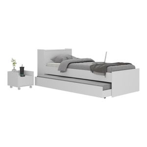 Conjunto Quarto Bicama Com Colchão E Baú/mesa De Cabeceira Multimóveis Mp4223 Branco Branco