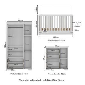 Quarto Infantil Completo Algodão Doce Multimóveis Mp4252 Branco