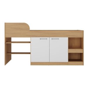 Cama Solteiro Multifuncional Com Colchão Incluso 2 Portas e Escrivaninha Multimóveis Mp4233 Rustic Branco