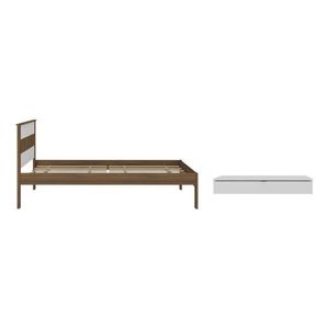 Cama De Solteiro Para Colchão 88 X 188 Cm Com Penteadeira 90cm Suspensa Multimóveis CR35248 Nogal/branco