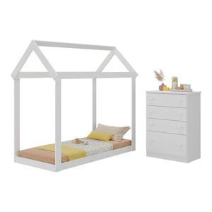 Quarto Infantil Com Cama Montessoriana/colchão/cômoda Flex João E Maria Multimóveis Mx4274 Branco