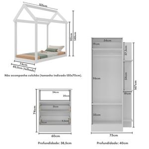 Quarto Infantil Com Cama Montessoriana Encanto Multimóveis Mx4283 Branco