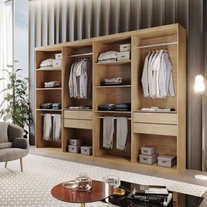 Closet Solteiro Premium 4 Gavetas 8 Prateleiras Mdp Imbuia