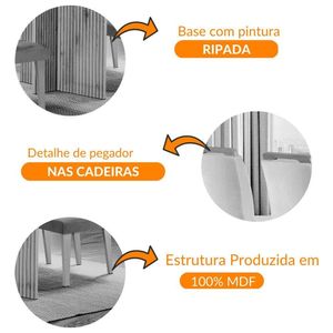 Mesa Olímpia 120cm Mdf Canto Copo Com 4 Cadeiras Athenas