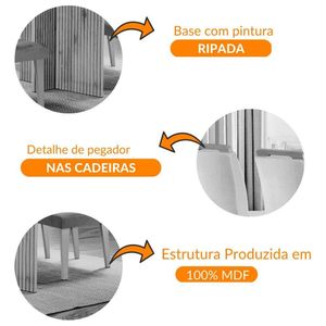 Mesa Olímpia 120cm Em Mdf E 4 Cadeiras Athenas Moderna