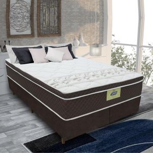 Cama Box Casal King Colchão Molas Ensacadas Euro Top Rubi Gazin 193x203x70cm Marrom/Branco