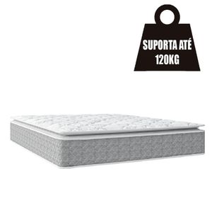 Cama Box Baú Casal Colchão Molas Ensacadas Pillow Top Perfect 138X188X74Cm Cinza/Branco