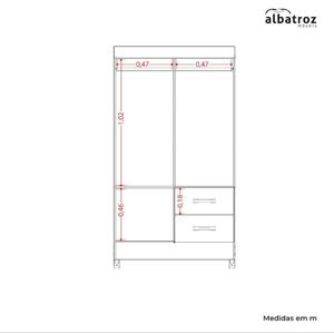 Guarda Roupas Solteiro 4 Portas 2 Gavetas Mobi Carvalho / Off White Albatroz