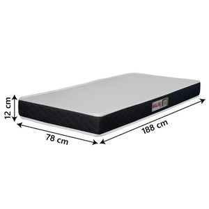 Colchão Solteiro Espuma D20 Malibu 78x188x12cm Preto / Branco Hellen Branco/preto