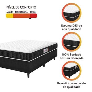 Cama Box Colchão Casal Espuma D33 New Millenium 138x57cm Preto/branco Hellen Pret/branc