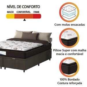 Cama Box Baú Colchão Casal Queen Probel Molas Granville 158x69cm Marrom/branco Marrom