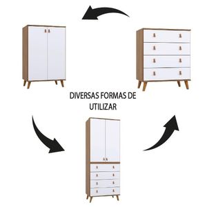 Dormitório Infantil Completo Berço Americano E Guarda Roupas Para Quarto De Bebê Madeirado - Branco