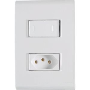 Conjunto 4x2 Com 1 Interruptor 10 A 250 V E 1 Tomada 2p+t 10 A 250 V Tramontina Liz Branco