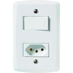 Conjunto 4x2 Com 1 Interruptor 10 A 250 V E 1 Tomada 2p+t 10 A 250 V Tramontina Lux2 Branco