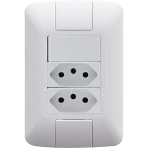 Conjunto 4x2 Com 1 Interruptor Simples 6 A 250 V E 2 Tomadas 2p+t 10 A 250 V Tramontina Branco